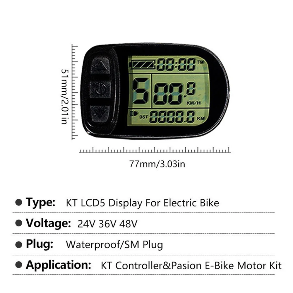 Pedelec Display E-Bike Gear Setting KT-LCD5 Onboard Speedometer Computer Display Druable High Quality Material