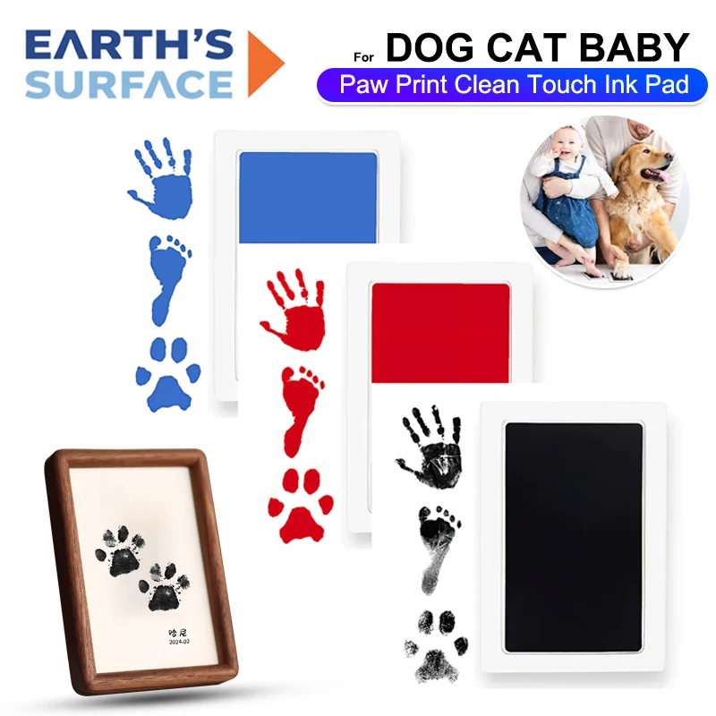Paw Print Clean Touch Ink Pad Kit for Dogs Cats Baby Pet Owner Keepsake DIY Inkless Paw and Nose Pawprint Impression Making Kit