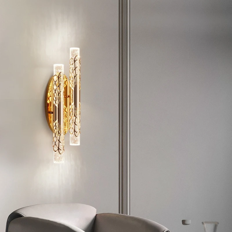 Light Luxury Long Strip Wall Lamp Bubble Crystal Wall Sconces Atmosphere Aisle Restaurant Hotel Coffee Shop Kitchen Decoration