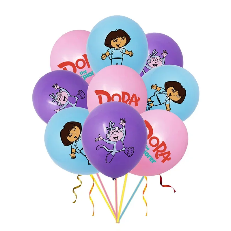 Dora Explorer Theme Party DIY Decorations Sets Latex Ballons Birthday Flag Banner Cake Topper Baby Shower Party Supplie Set Gift