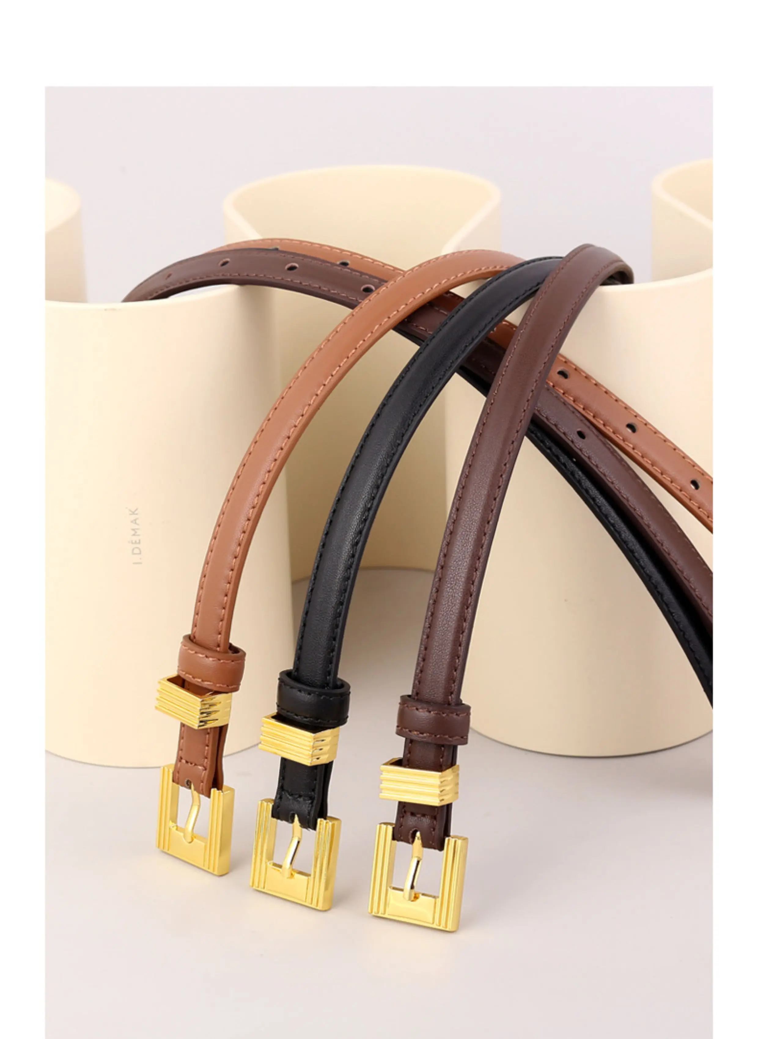 

Женский узкий ремень из воловьей кожи с пряжкой - новый дизайн, тонкие кожаные ремни для джинсов, брюк, платья, декоративный аксессуар