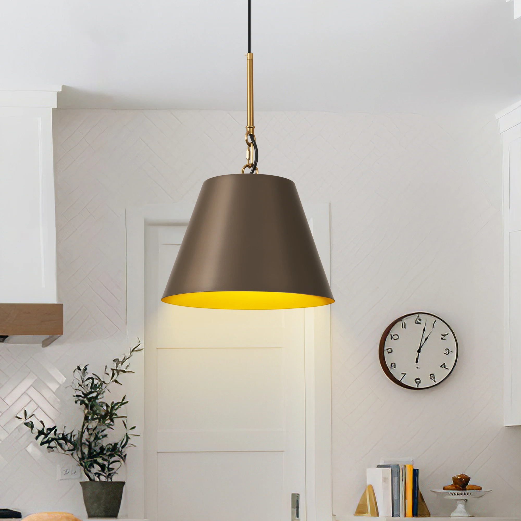 

Modern Coffee Colored Single Head Chandelier, Minimalist Style Restaurant Chandelier,Home，Living Room Chandelier