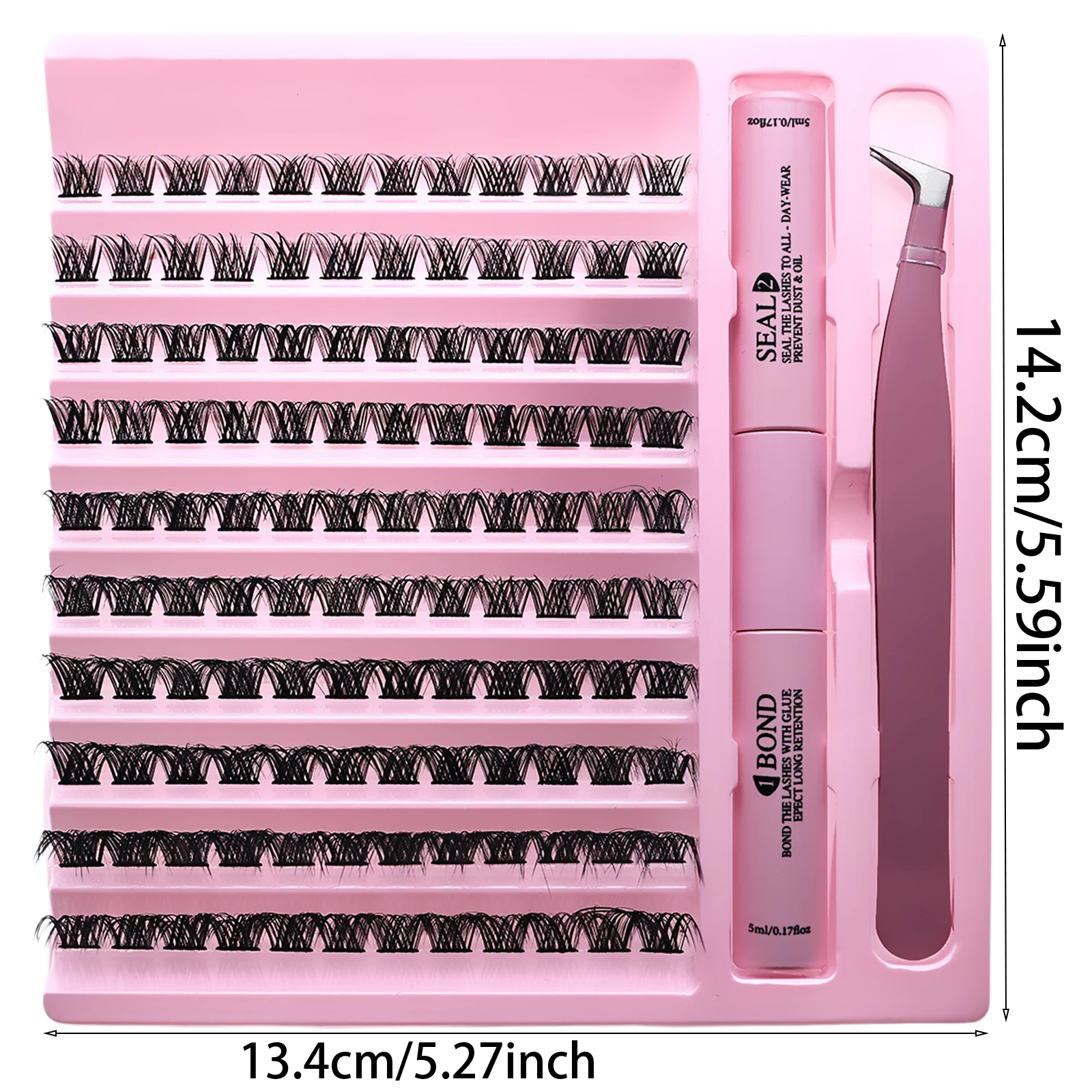 Individuelles Wimpernverlängerungsset zum Selbermachen, künstliche Wimpern, D-Curl, mit Wimpernkleber und Pinzettenwerkzeug, für einen natürlichen, wispy Look – Detail 4
