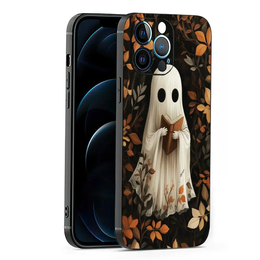 Capa de telefone com tema de Halloween para iPhone 17 16 15 14 13 12 11 Pro/ Max/Plus capa macia fosca com tudo incluído