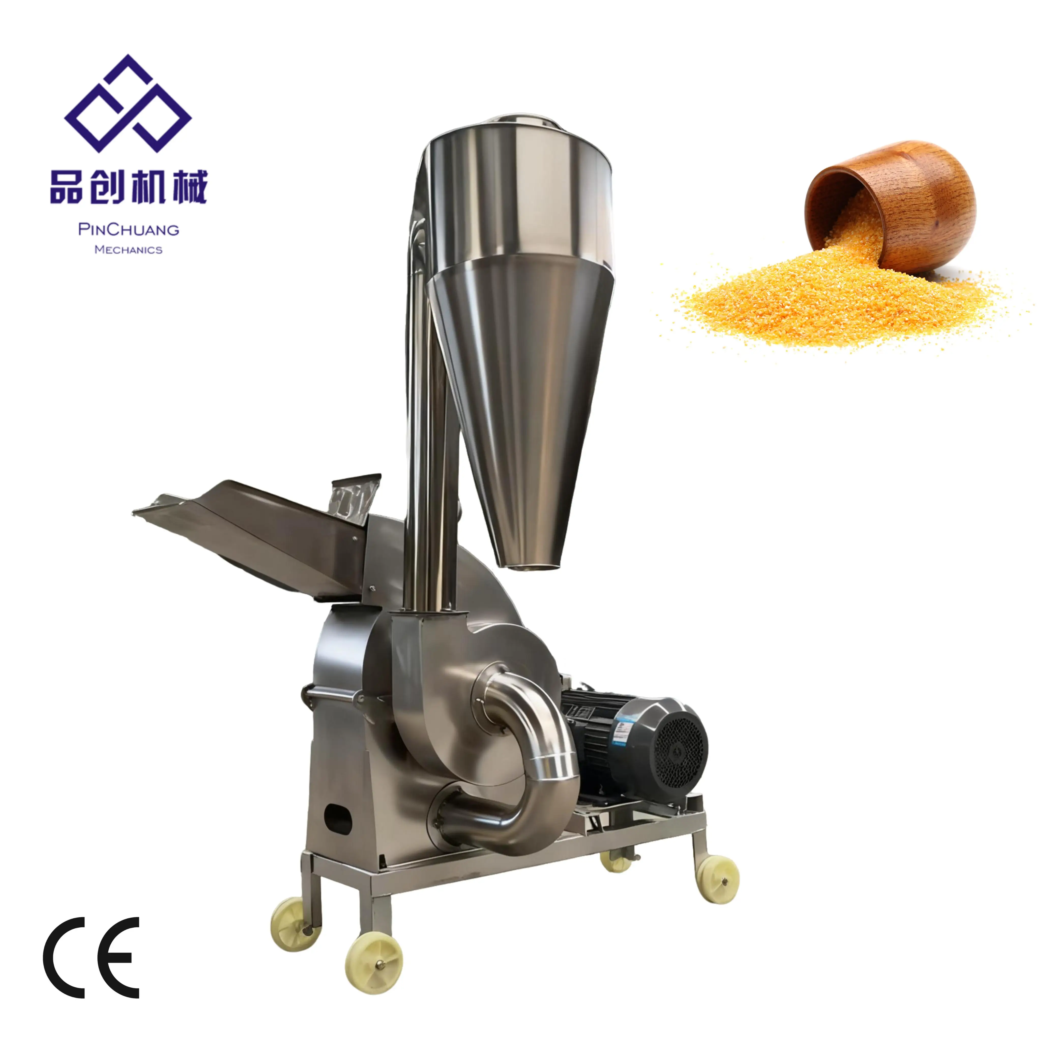 Crushing Industrial Stainless Steel Food Grinding Machine Hammer Mill Crusher for Grains/Nuts/Roots Chili Powder Machine