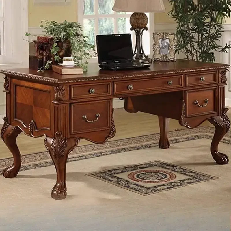 Strong Brown Office Desks Storage Vintage Deep Luxury Large Office Desks Modern Drawers Study Escritorio Work Station Table