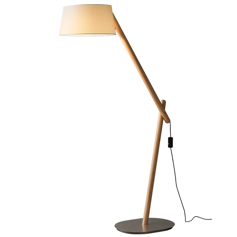 Retro vloerlamp, woonkamerbank, slaapkamer, staande lamp in massief houtstijl