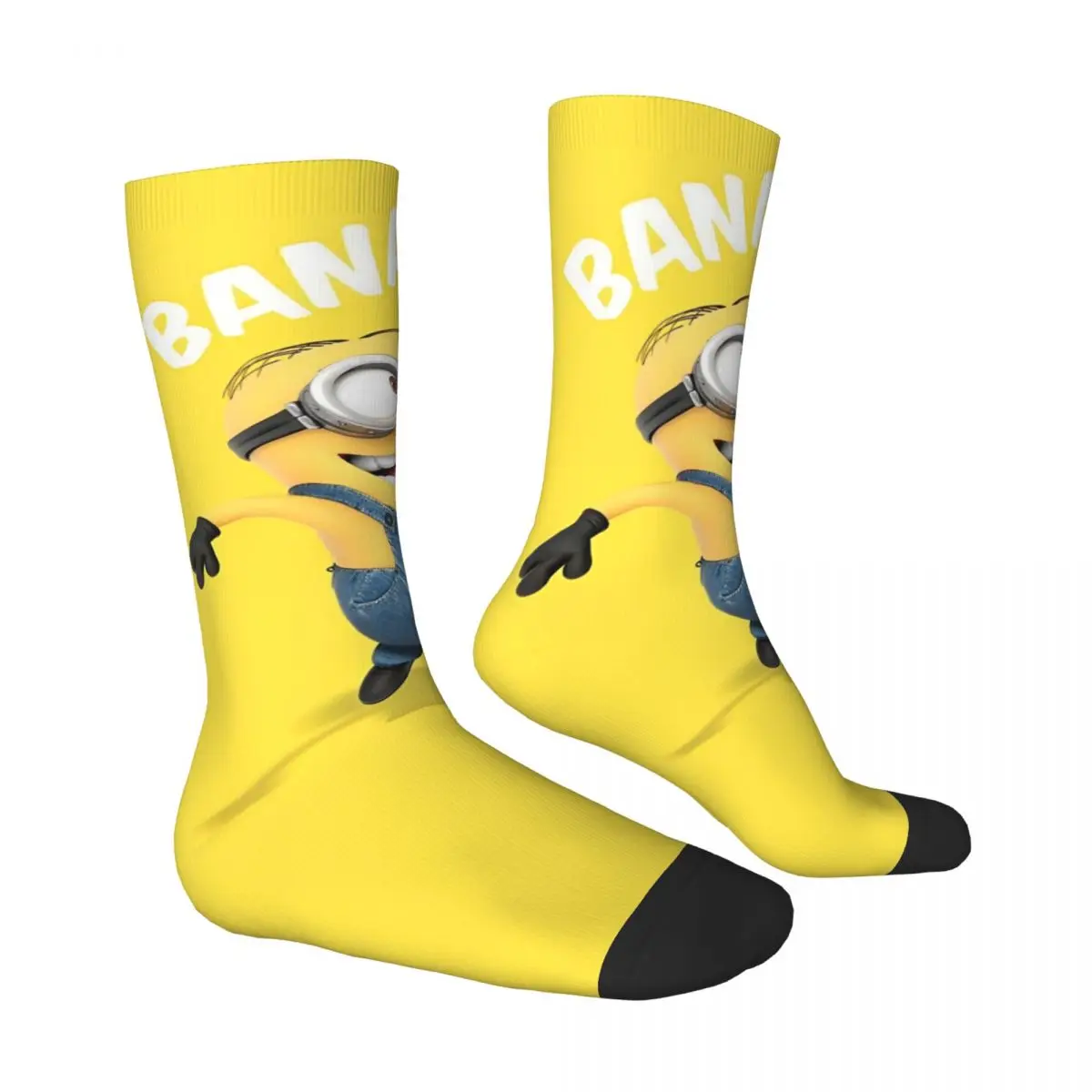 Cute Cartoon Yellow Minions-Big Eyes Stockings Men\'s Socks Breathable Harajuku Socks Autumn Outdoor Anti Skid Graphic Socks Gift