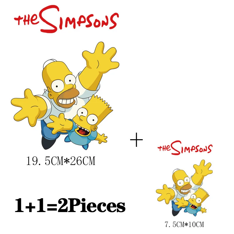 2Pcs/Lot The Simpsons Disney Iron On Stickers Heat Adhesive Thermal Transfer Fusible Patches Ironing Applications For Clothing