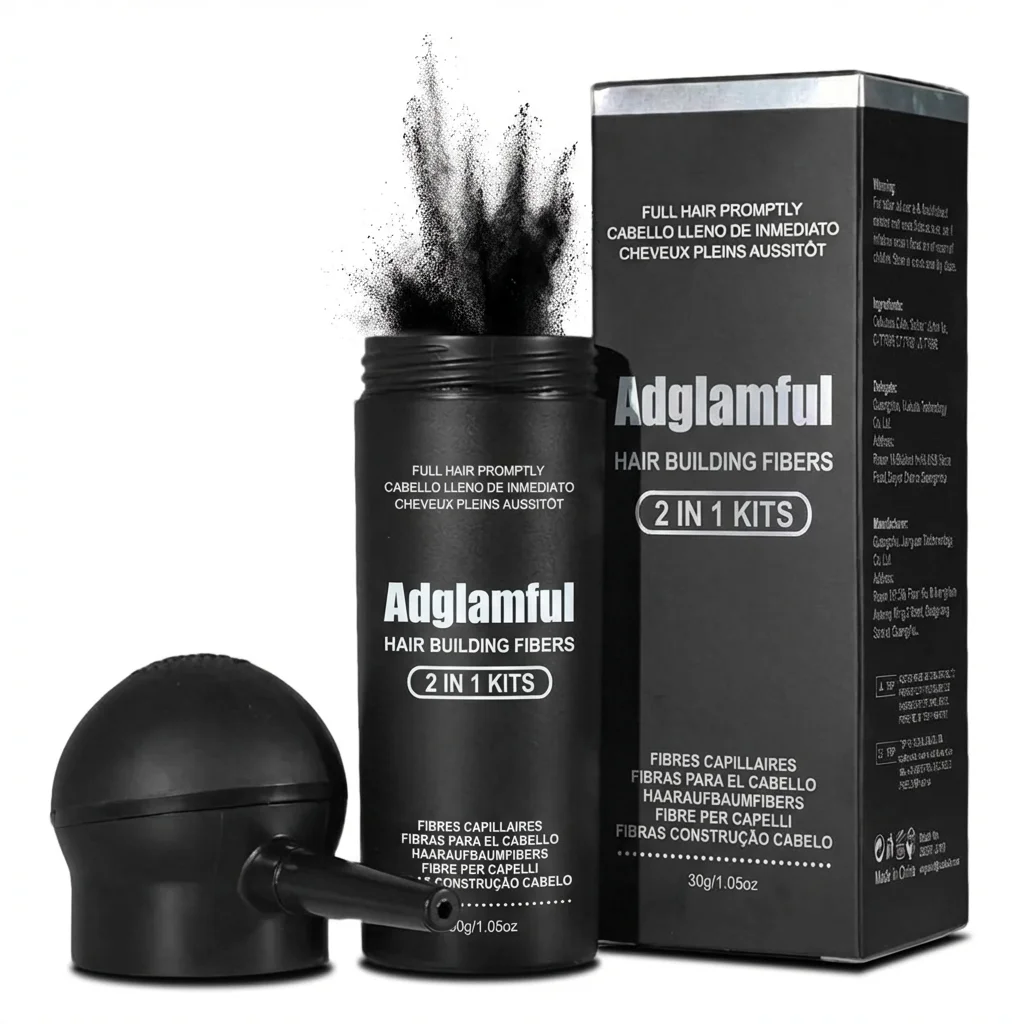 Adglamful 30g Hair Building Fiber - Spray Head Design, Precise Coverage, 5 Sec Quick Thickening for Sparse Areas & Styling