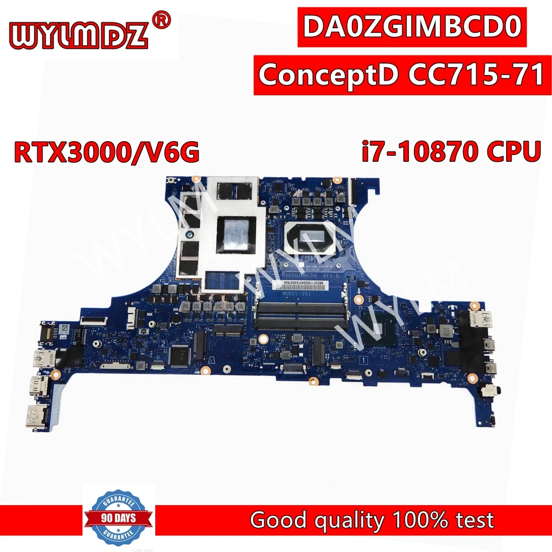 DA0ZGIMBCD0 Notebook Mainboard For Acer ConceptD CC715-71 Laptop Motherboard with i7-10870H CPU RTX3000-V6G GPU Tested OK