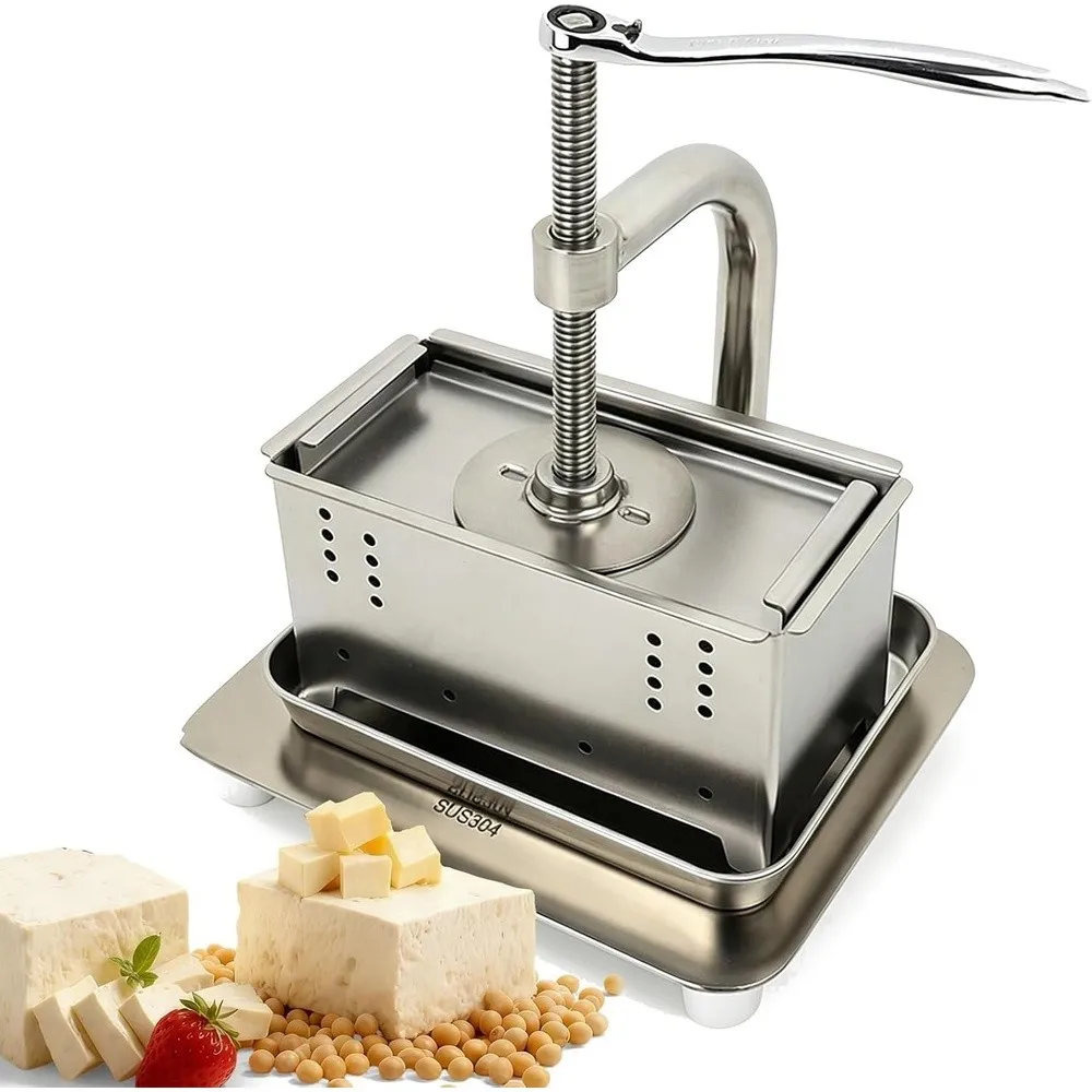 Tofu & Cheese Press Maker Manual Lever Operated Tool in 304 Stainless Steel 2l Square Forming Mold for Homemade Paneer