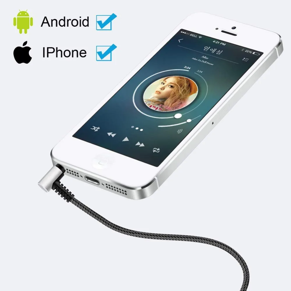 Cable de extensión trenzado de repuesto OFC Dual Aux de 3,5mm para auriculares Denon AH-D9200 AH-D7200 AH-D7100 AH-D5200 AH-D600