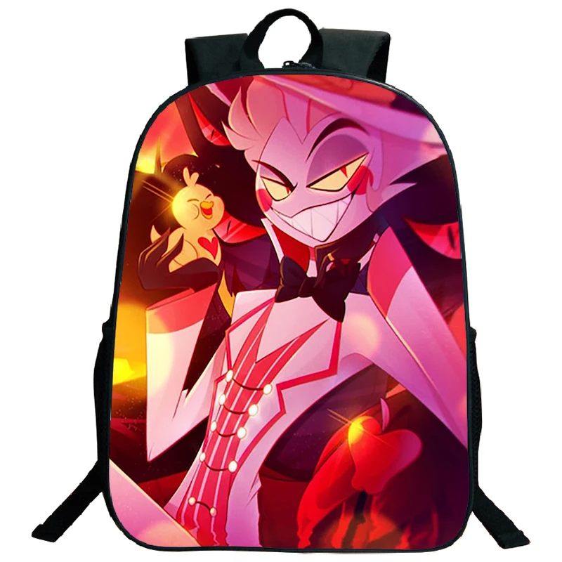 Tas punggung gambar Hazbin kapasitas besar tas sekolah kartun anak perempuan anak laki-laki tas punggung Anime tas buku tahan air tas bepergian tas anak-anak Mochila