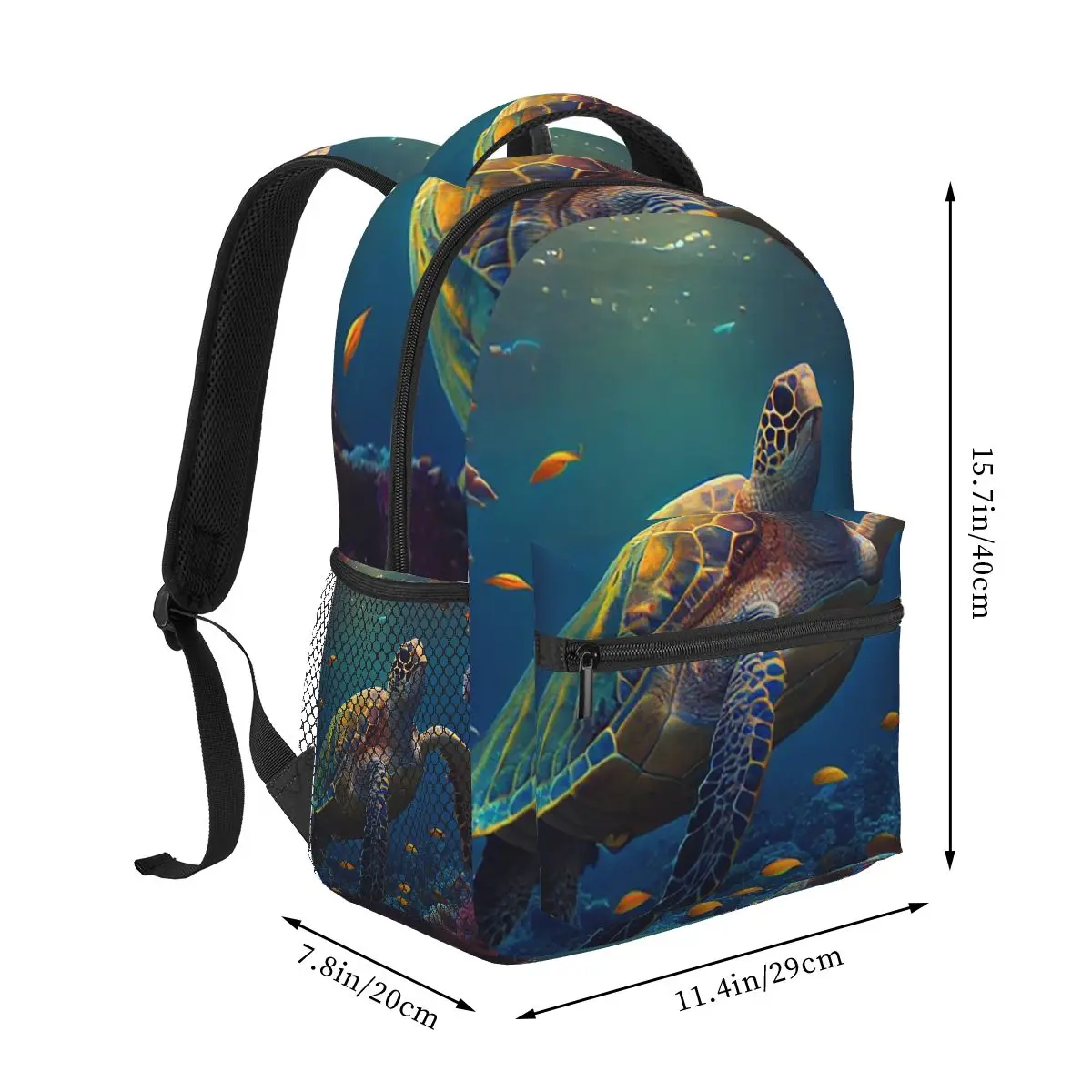 Deep Sea Turtle Underwater World Backpack Student Boys Girls BookBag Kids School Bag Laptop Shoulder Bags for Men Women