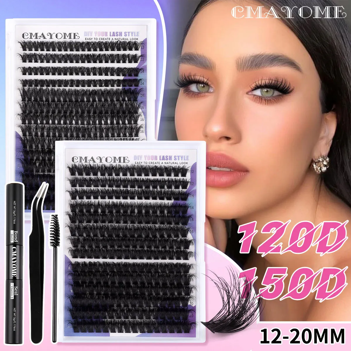 

Набор накладных ресниц DIY: сегментированные, пучковые, D-изгиб, натуральные, густые, объемные, большой набор для макияжа глаз