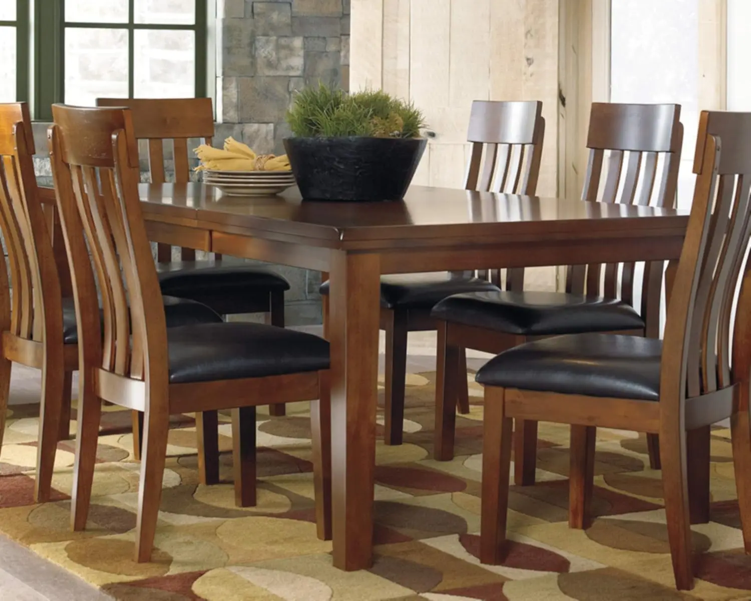 Ralene Traditional Dining Room Extension Table, Medium Brown