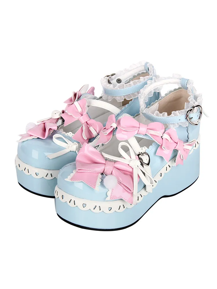 2026 New Princess Shoes Lolita Shoes Lace Bow Thick Bottom Sponge Cake Shoes