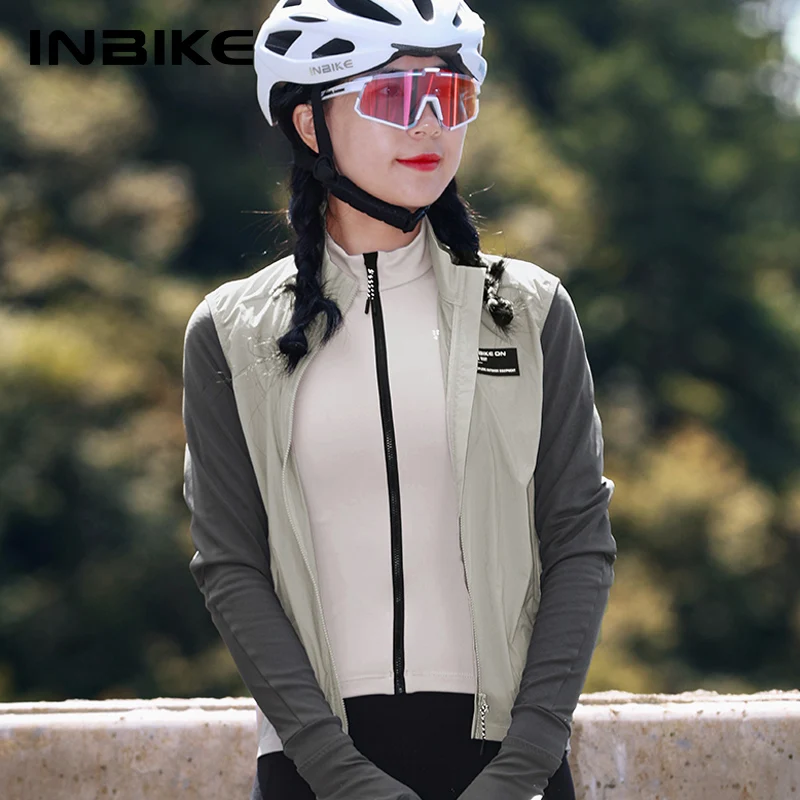 INBIKE 여성용 사이클링 조끼, 민소매 러닝 레인 재킷, 경량 MTB 자전거 의류, 주머니가 있는 반사 윈드브레이커