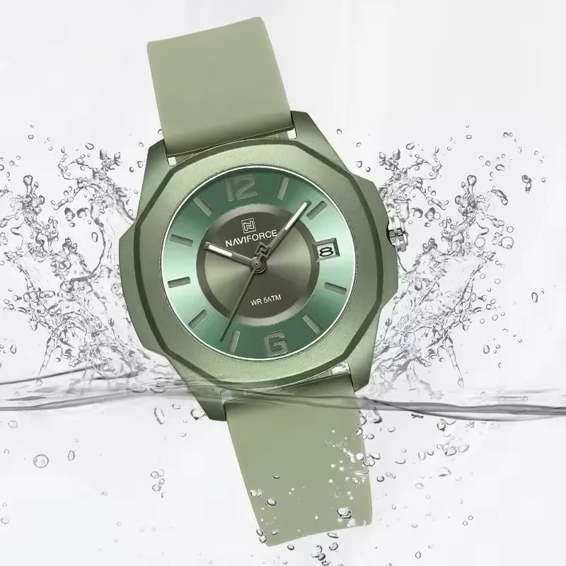 NAVIFORCE 7107 Mode frauen Quarzuhr Einfache Kalender Casual Sport Wasserdichte Silikon Armband Damen Armbanduhr reloj mujer