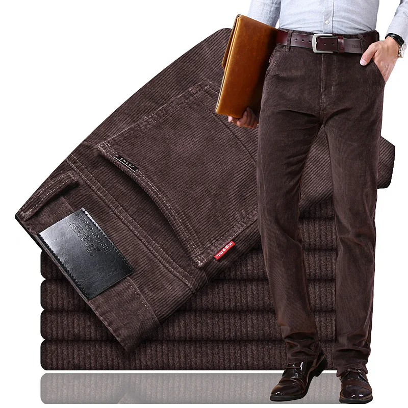 Mannen Corduroy Broek Herfst Winter Mannen Casual Casual Broek Mode Effen Kleuren Slanke Lange Jeans Broek 28-40size