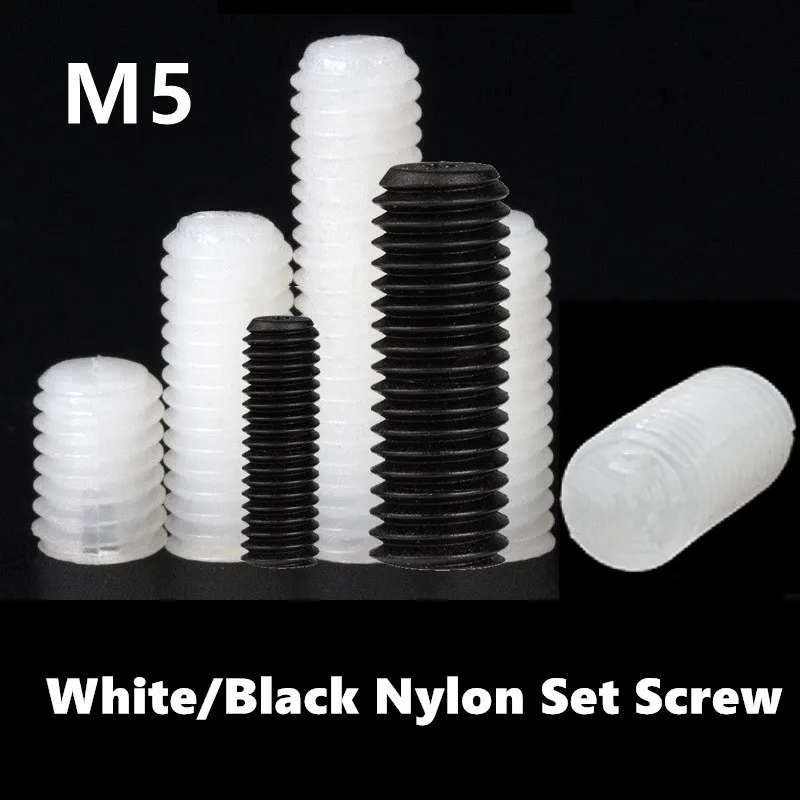 

M5 Flat Head Metric Headless Slotted Bolt White Black Set Screw Nylon Set Grub Screw Plastic Thread