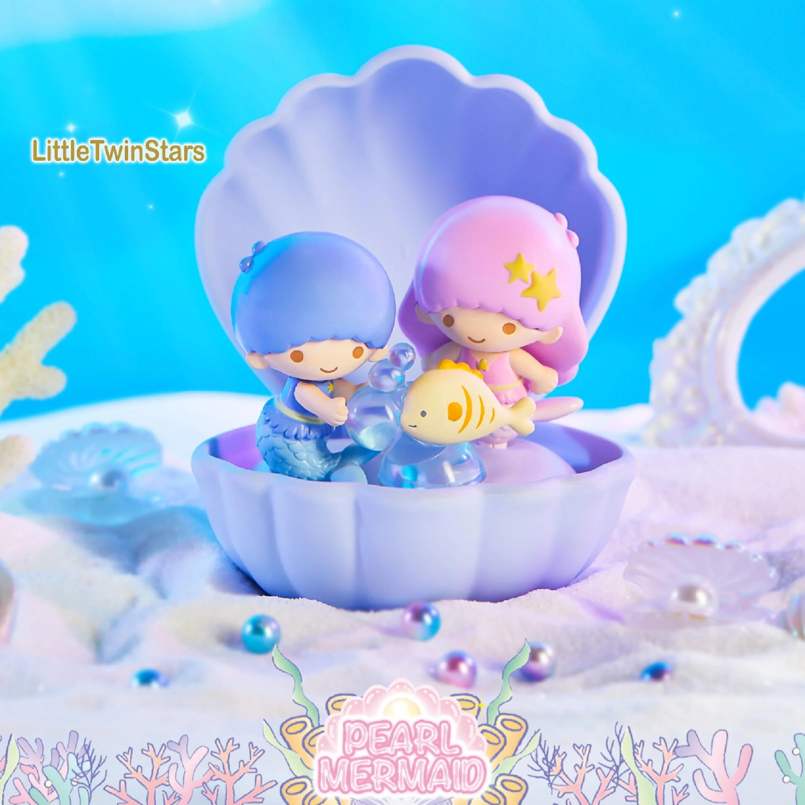 Authentic  Sanrio Mermaid Shell Series Blind Box Collectible Figures Desktop Ornaments Gifts Kuromi and Kitty Cat