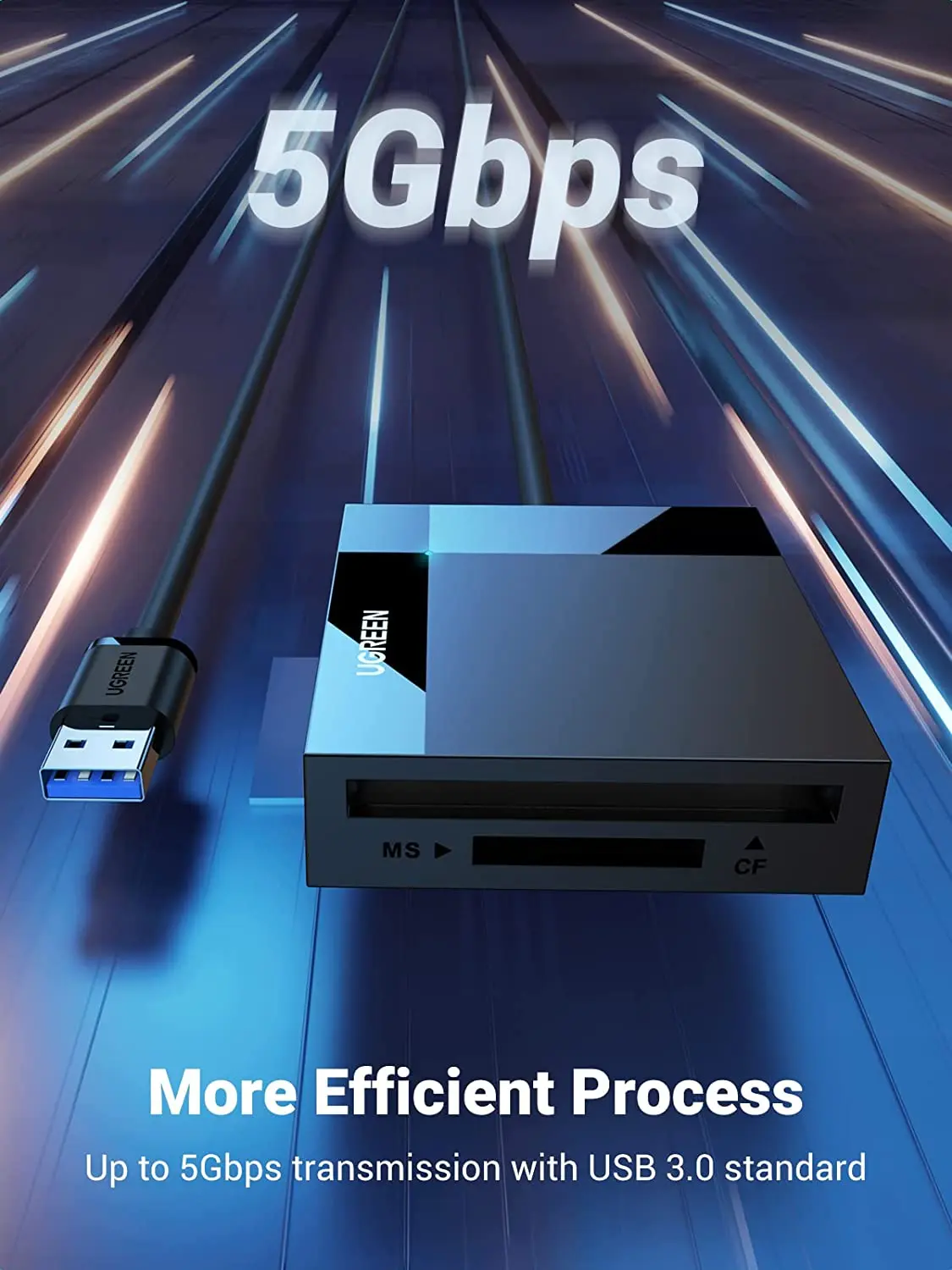 UGREEN Lettore di schede SD USB C USB 3.0 Adattatore multi scheda di memoria Lettore di schede per fotocamera flash compatto SD MS CF esterno