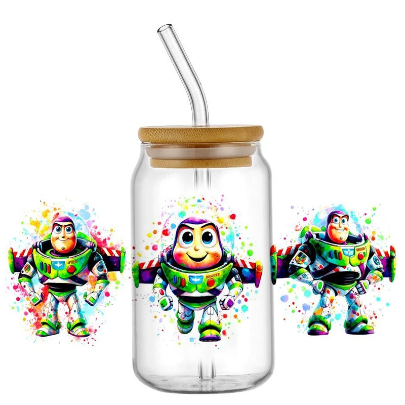 popular Mixed Cartoon Decal Wrap Stickers Waterproof UV DTF Cup Mug Wraps Sticker DIY 3D Wrap Decal For 16oz Libbey Glass
