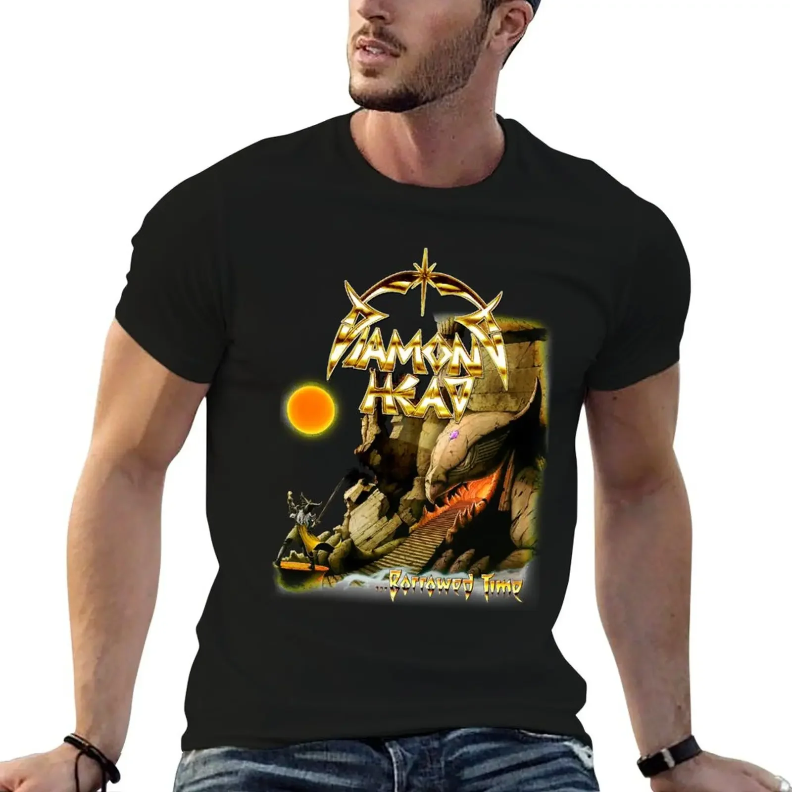 Diamond Head - ...Borrowed Time Classic Old School Heavy Metal NWOBHM T-Shirt graphic t shirts heavyweights Men's t-shirts