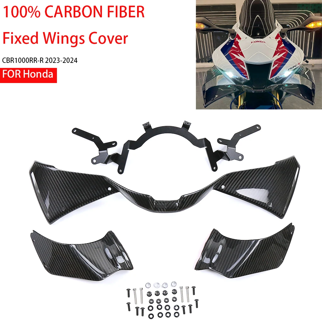 Motorcycle  Aerodynamic Winglets Spoiler For Honda CBR1000RR-R 2023-2024 100% Carbon Fiber Fixed Wings Air Deflector Accessories