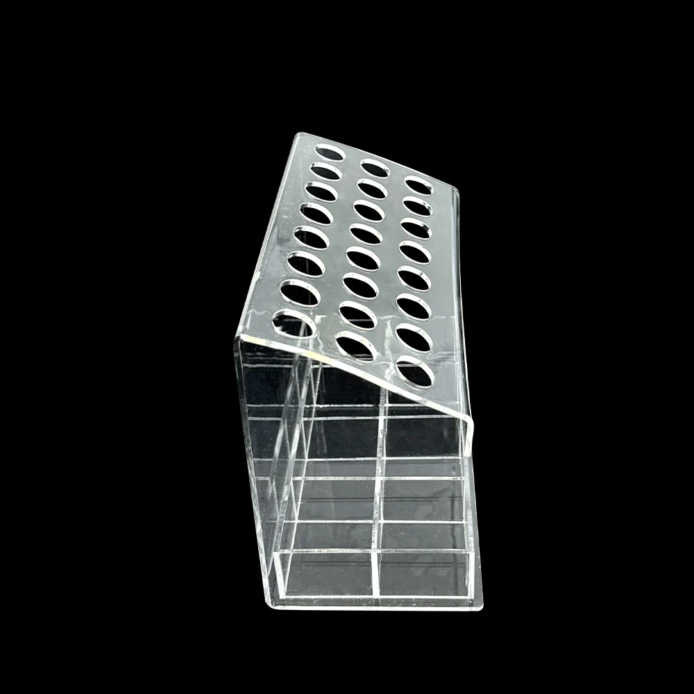 Dental Acrylic Organizer Transparent Resin Composite Syringe Holder 24 Holes 8 Storage Box Dentistry Adhesive Dispenser Case