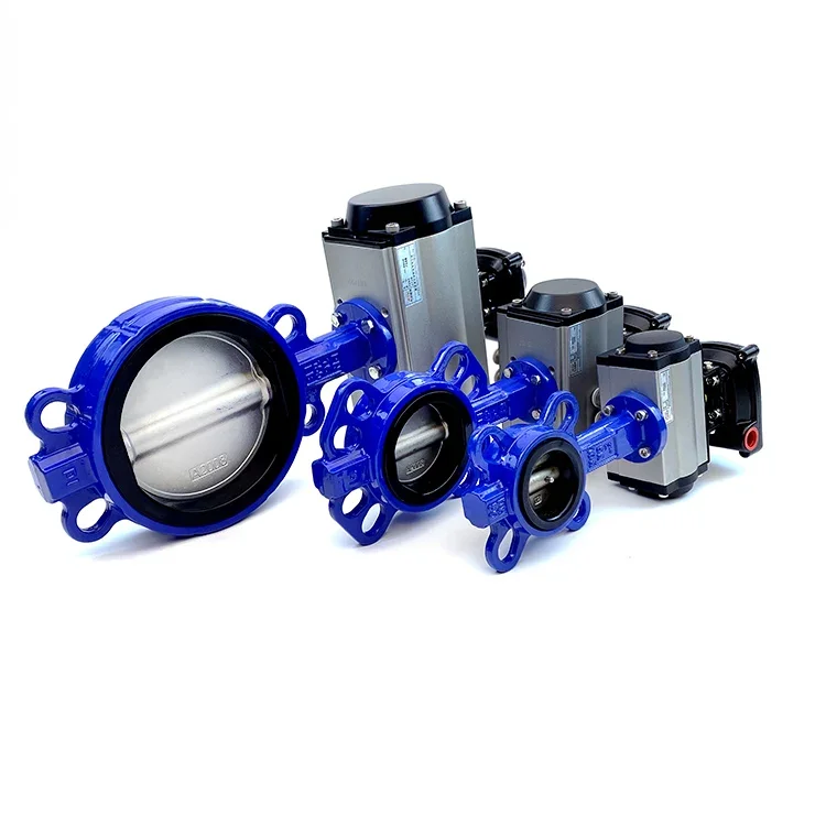 DN100 Stainless Steel Wafer Type Butterfly Valves with Pneumatic Actuator for General Application OEM Customizable