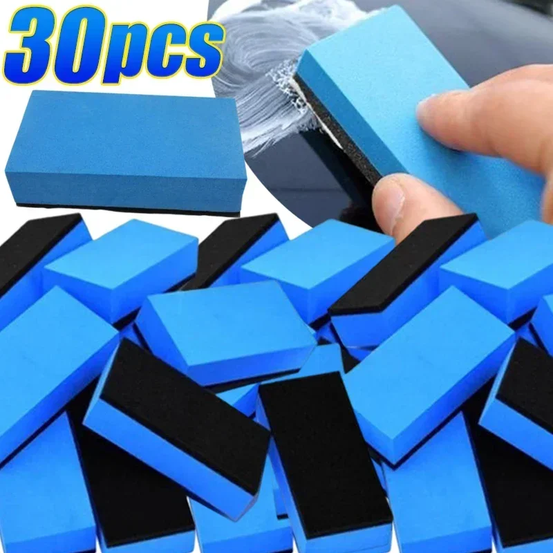 Car Glass Nano Wax Coat Sponges Ceramic Coating Sponge Applicator Blue Square Sponge and Cloth Cleaning Accessories New 30/1PCS