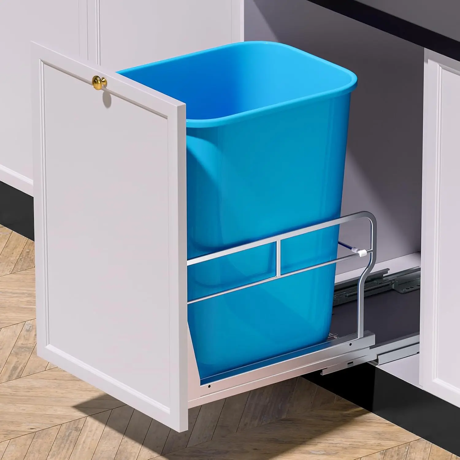 

Under Cabinet Pull-Out Trash Can with Soft-Close Slides, Heavy Duty Kitchen Sink Organizer for 12" W x 18" D Cabinets