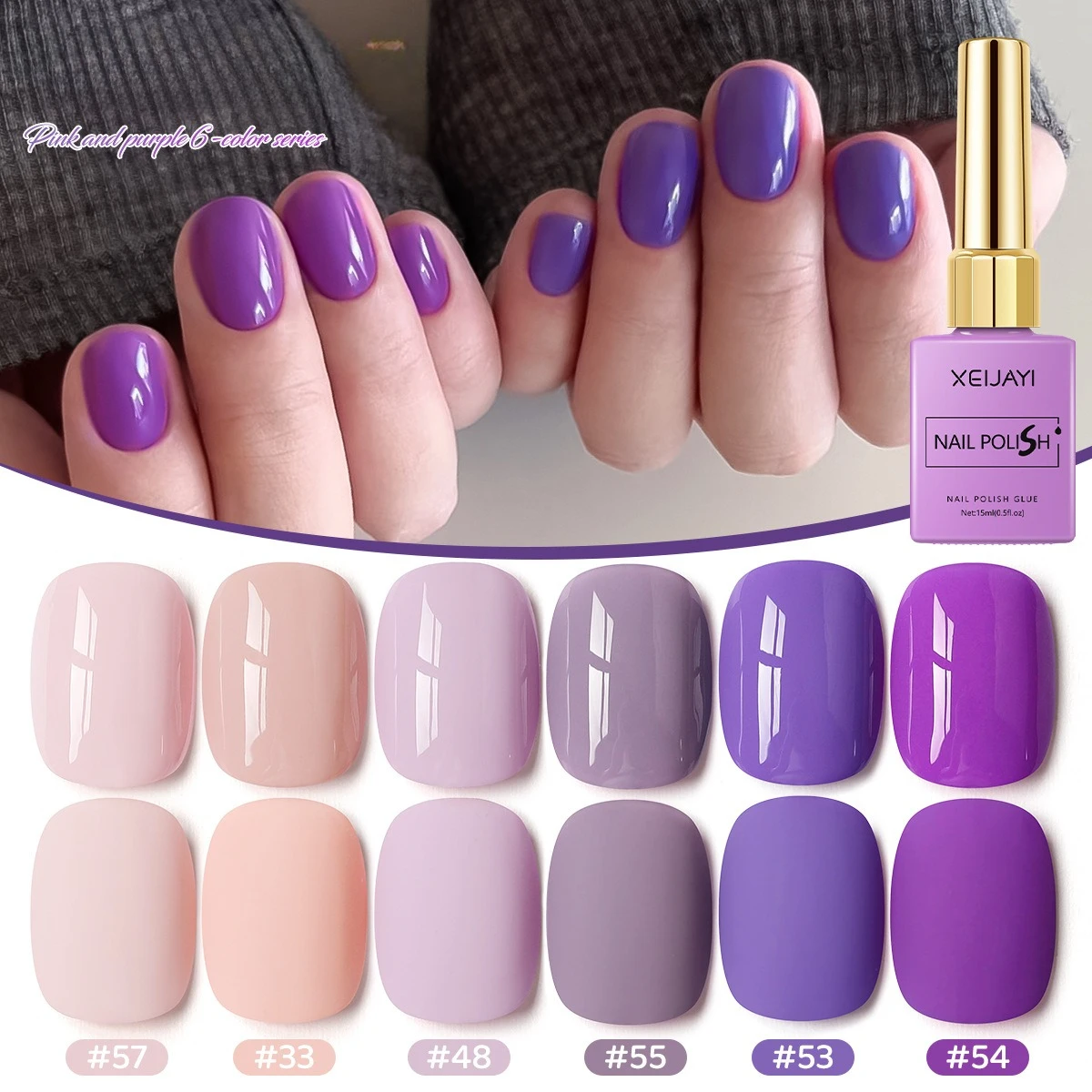 

6Colors 15ml Pink Purple Nail Gel Polish Semi Permanent Nail Art For Nails Decoration UV LED Painting Gel Varnish Nail Supplies