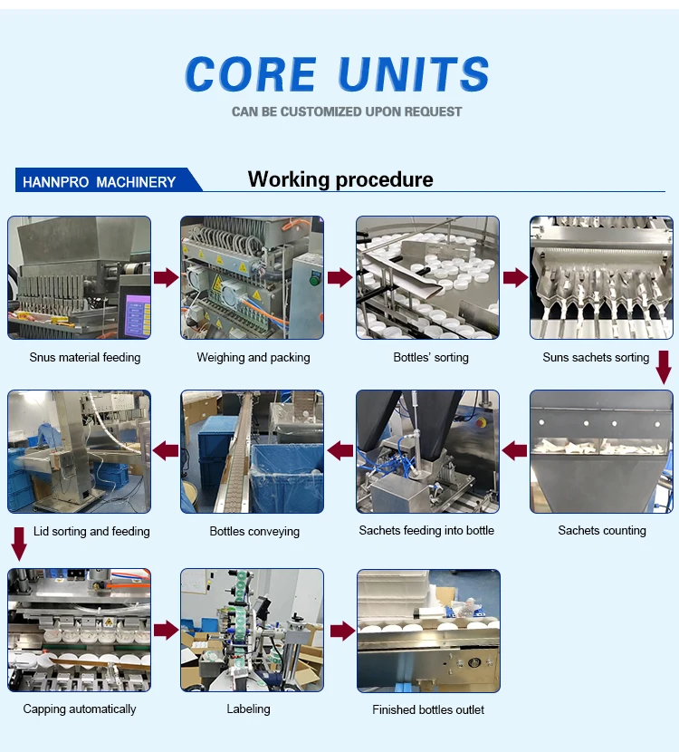 Multi-channel Easy To Operate Automatic Snus Powder Packing Machine Jar Filling Production Line