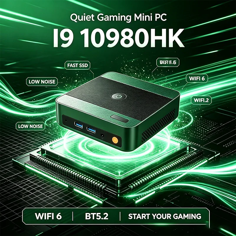 Portable Mini Gaming PC with Intel I9 10980HK Processor 16GB RAM 1TB SSD WiFi6 BT5.2 Display Windows 11 Home Office Daily