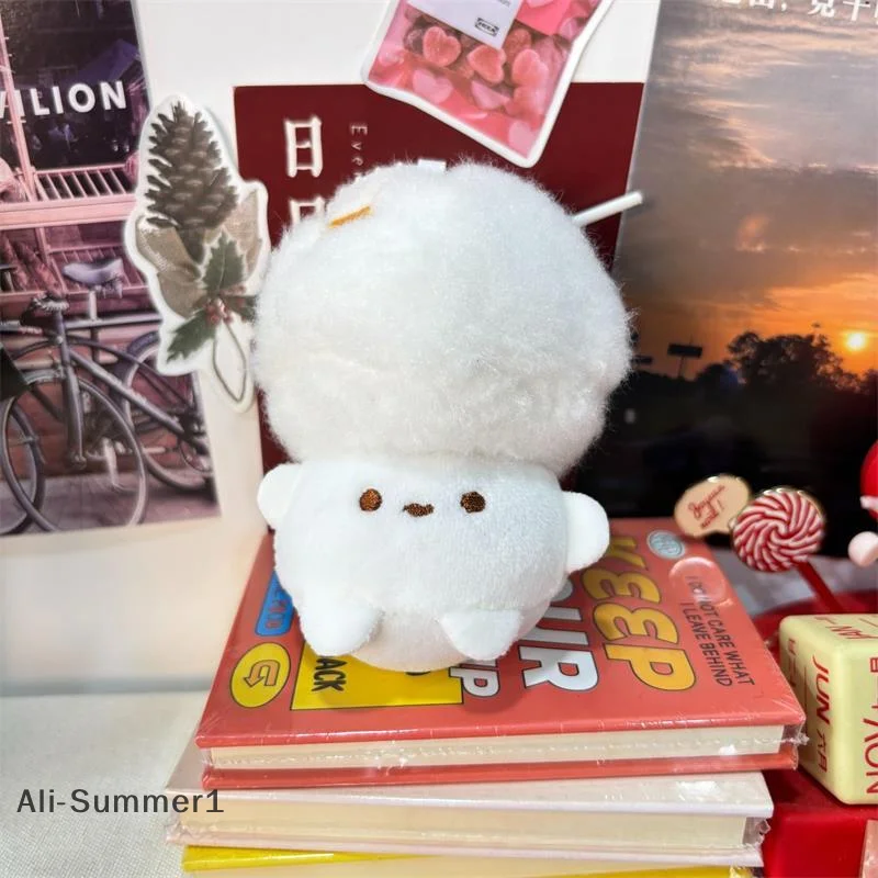 귀엽고 창의적인 시뮬레이션 흰색 버섯 플러시 인형 장난감 열쇠고리 펜던트 소녀 백팩 장식품 재미있는 생일 선물