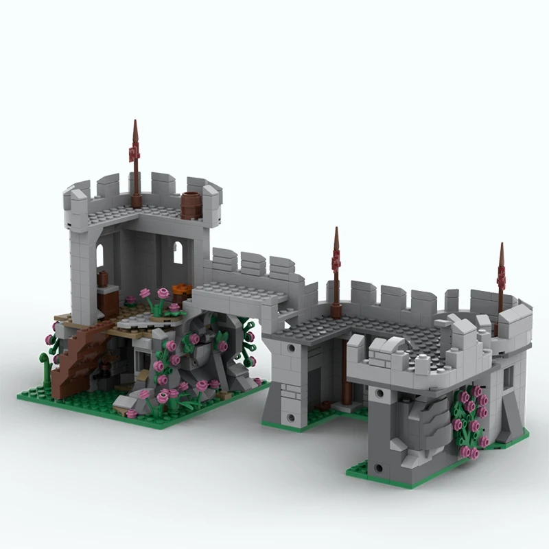 스팟 MOC-42274 중세 성 작은 입자 조립 빌딩 블록 방어 타워 모델 장난감 컬렉션 장식품
