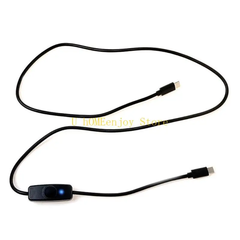 B0KF Male to Male USB C Cable Cord with On Off Button for Type C Phones Tablets