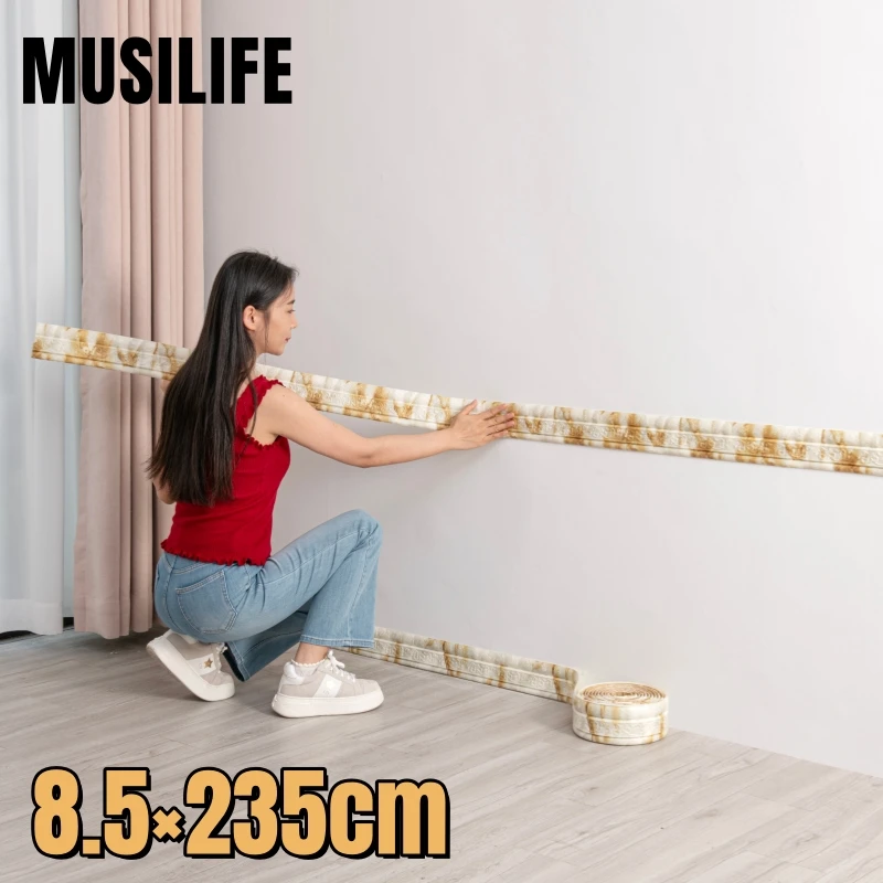 

XPE Foam Self Adhesive Skirting Line for Room Waistline Ceiling Thicken Waterproof Peel and Stick Wall Molding Trim Home Decor