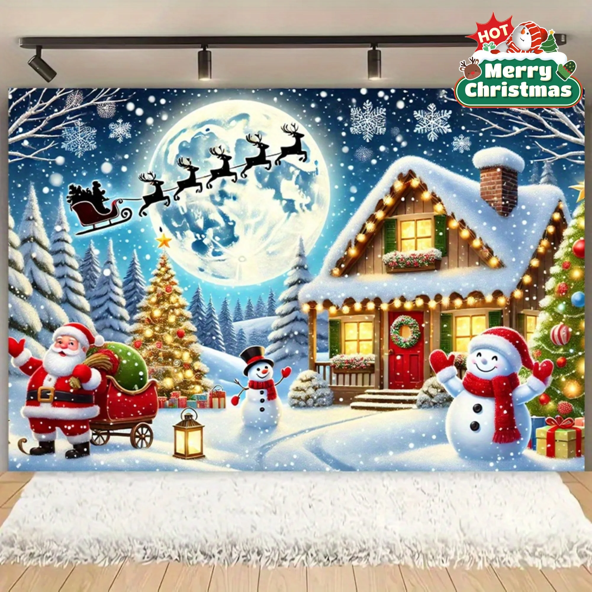 VIKAMA Weihnachten Schnee Szene Wandteppich Wohnzimmer Funktion Wand Home Decor Raum Akzent Weihnachten Party Atmosphäre Einstellung