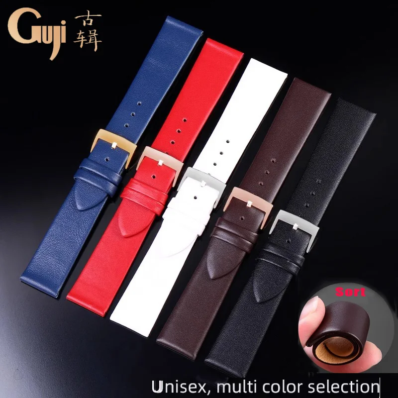 Ultra thin cowhide strap for For Longines Rossini Seiko DW Casio  leather Watchband male and female 12 14 16 18 20 22MM Bracelet