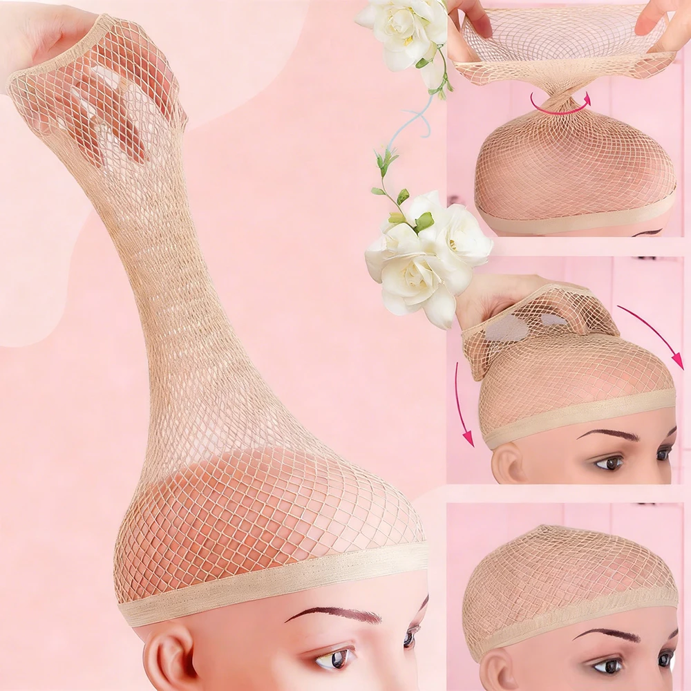 1/3/7PCS Light Color Wig Cap, Hair Net for Wigs, Large Mesh Wig Cap for Long Hair for Women,  Net Non Slip for Halloween Rave Pa image 3
