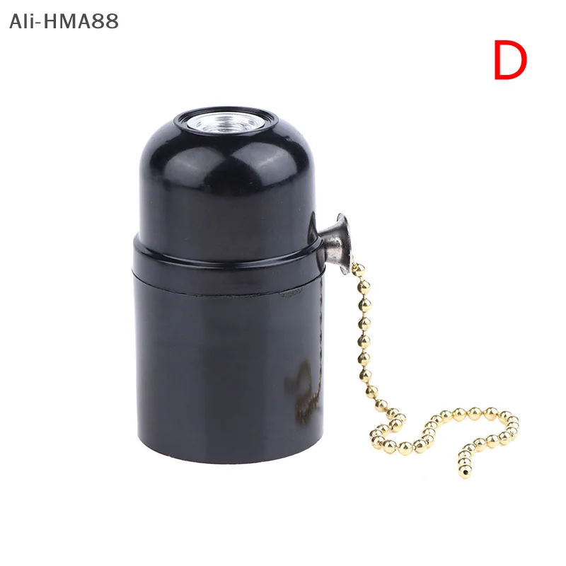 (YY) 1 قطعة 2025 جديد E27 الباكليت الذاتي قفل ضوء الجسم مع سستة التبديل قاعدة مصابيح E27 حامل مصباح الأسنان الكامل مع زر الضغط