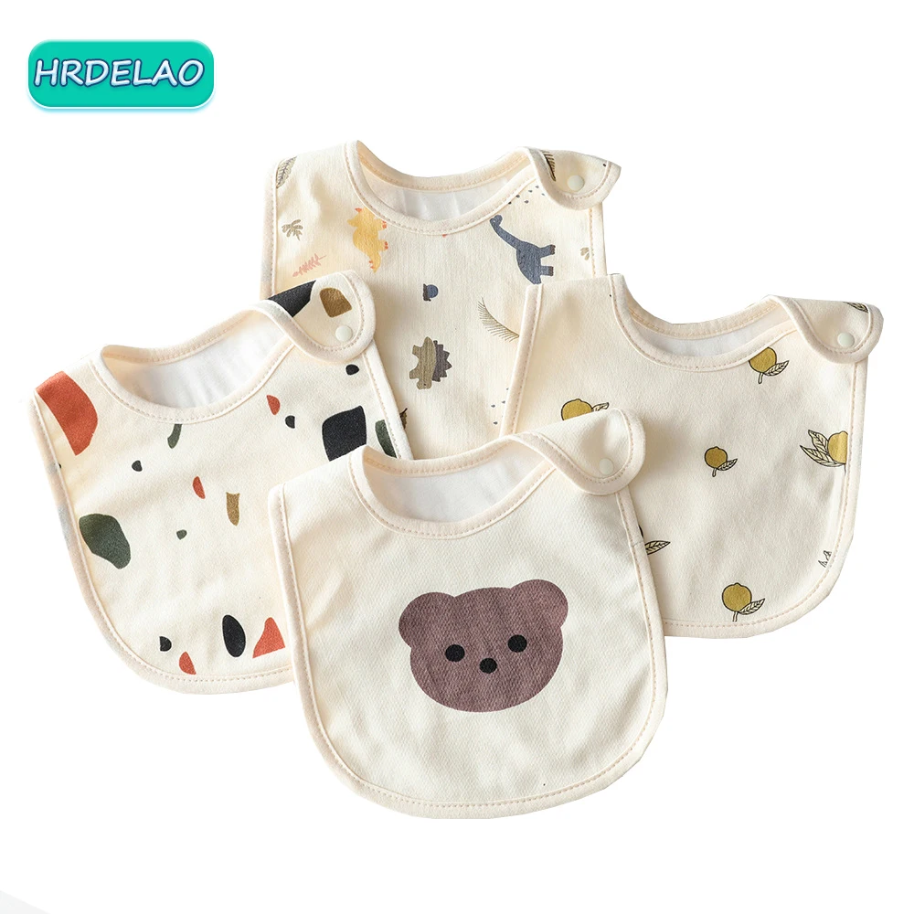 

Hot Newborn Baby Bibs Little Bear Cartoon U Shaped Fruit Bib Water Towel Baby Cotton Bib Waterproof Cotton Bib for Children Gift