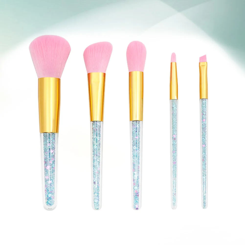

5 pcs Premium Makeup Brush Set Brushes For Women Professional Powder Foundation Brows Tools Daily Salon Use No Shedding