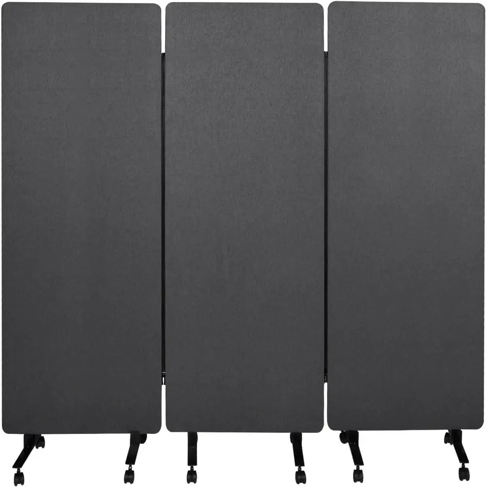 

Акустическая перегородка 72 x 66 дюймов, 3-панельная складная перегородка для обеспечения приватности на колесиках, отдельно стоящая, для офисов, портативная, звукоизоляционная
