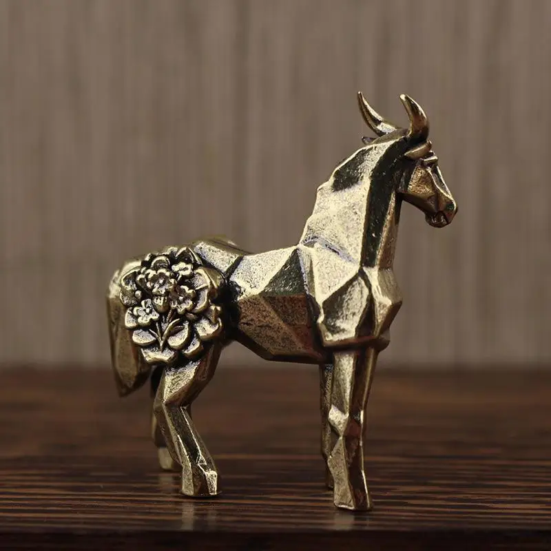 Figurine de cheval, décoration d'intérieur, signe du zodiaque, statue de cheval en laiton, ornement, devenir riche immédiatement, artisanat, ornement en laiton
